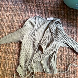 Cozy Ribbed Wrap Sweater in Gray